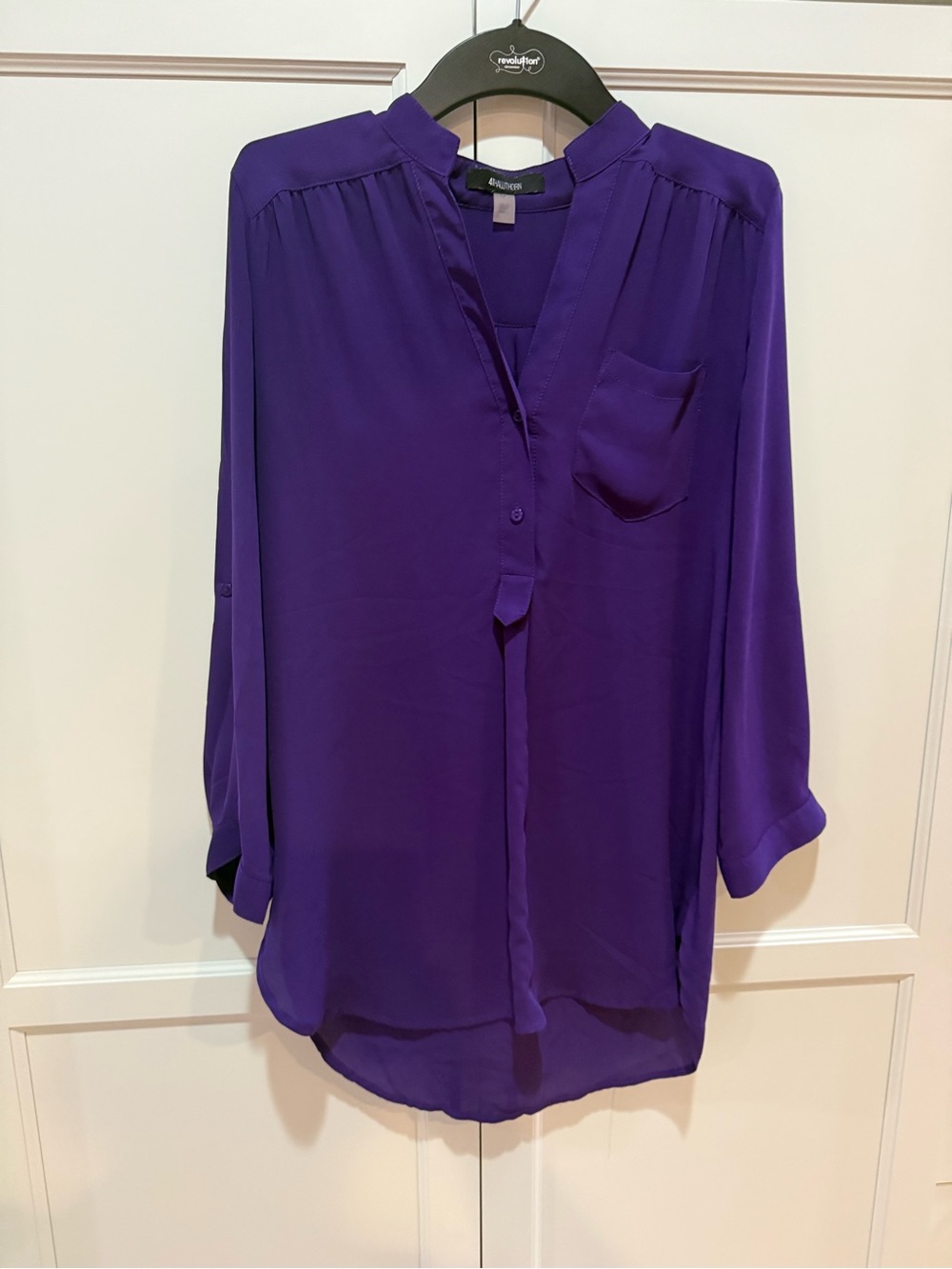 41 Hawthorn Deep Purple Split-Neck Button-Front Blouse